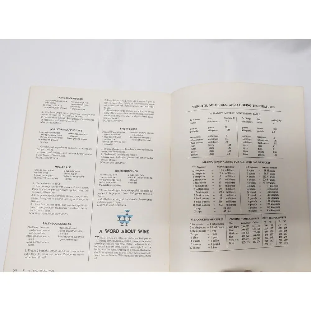 Vintage McCall's Cocktail Time Cookbook Spreads Foods Cooking Appetizer Beverage